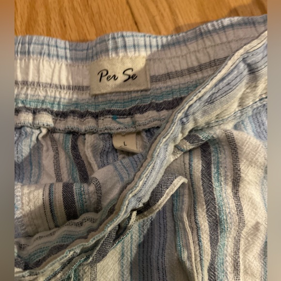 James Per-Se Striped Modal Shorts Elastic Waistband Blue & White Size Large - Picture 4 of 10